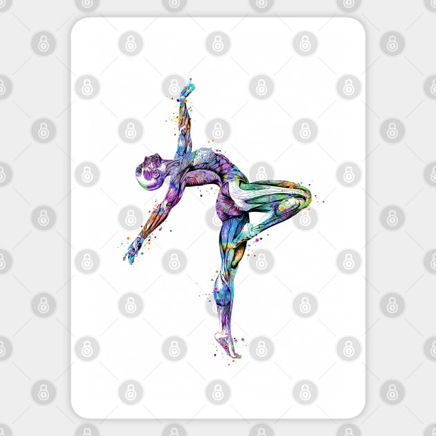 Girl Gymnastics Watercolor Anatomy Muscles Sticker by LotusGifts